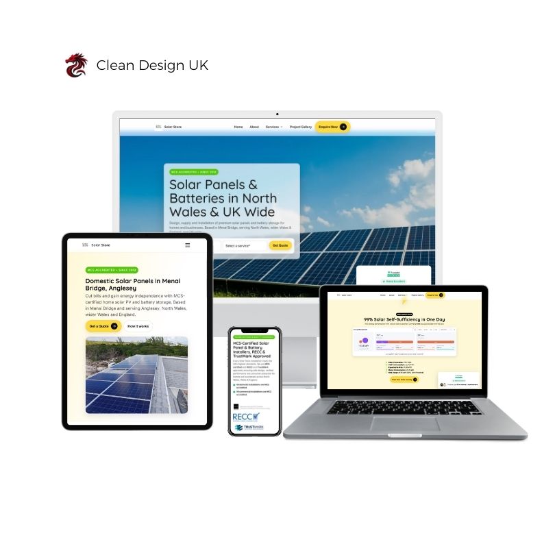 solar store anglesey north wales website design with seo and fully responsive